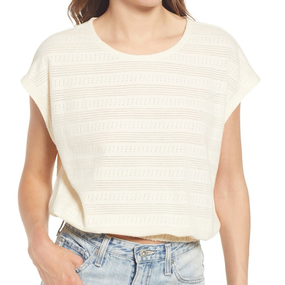 Madewell Pointelle Knit Short-Sleeve Crop Top